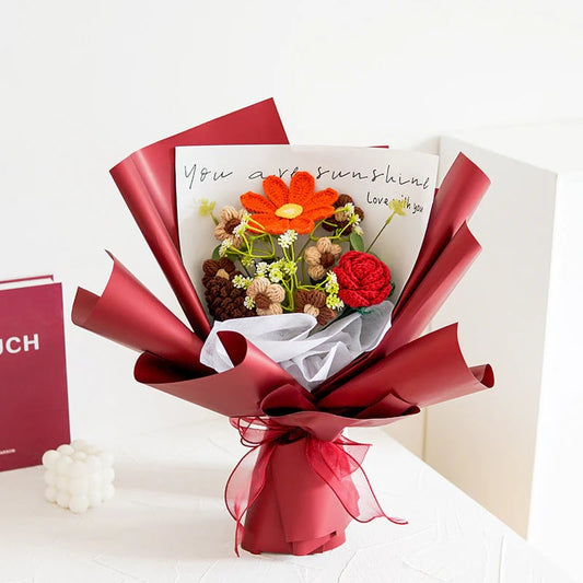 💕Muttertags-Sonderangebot💕Handgefertigter, zarter Häkelblumenstrauß