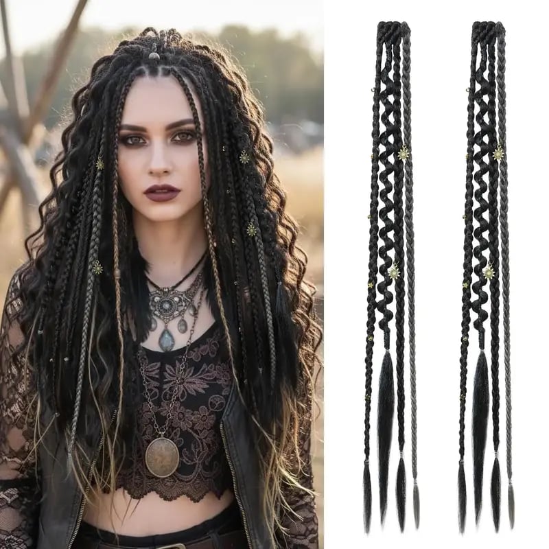 🌿🎨 Boho-Zöpfe mit Perlen, zum Befestigen mit Clips – Eine einfache Möglichkeit, deine Frisur zu verändern, perfekt für Festivals und den Alltag (✨2 Stück