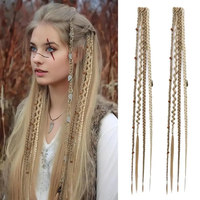 🌿🎨 Boho-Zöpfe mit Perlen, zum Befestigen mit Clips – Eine einfache Möglichkeit, deine Frisur zu verändern, perfekt für Festivals und den Alltag (✨2 Stück