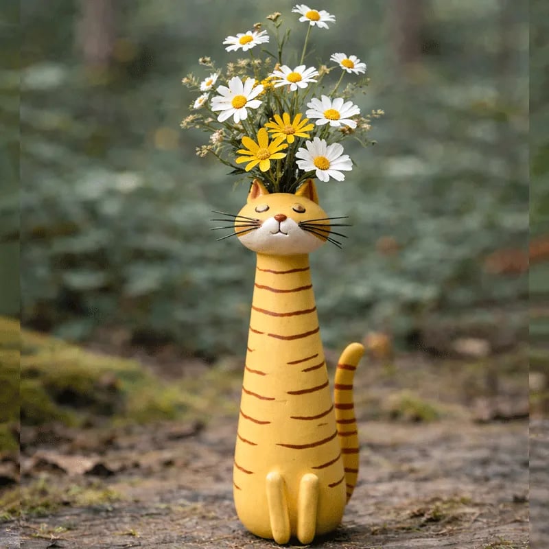 😻Handgefertigte, originelle Keramikvase in Katzenfor