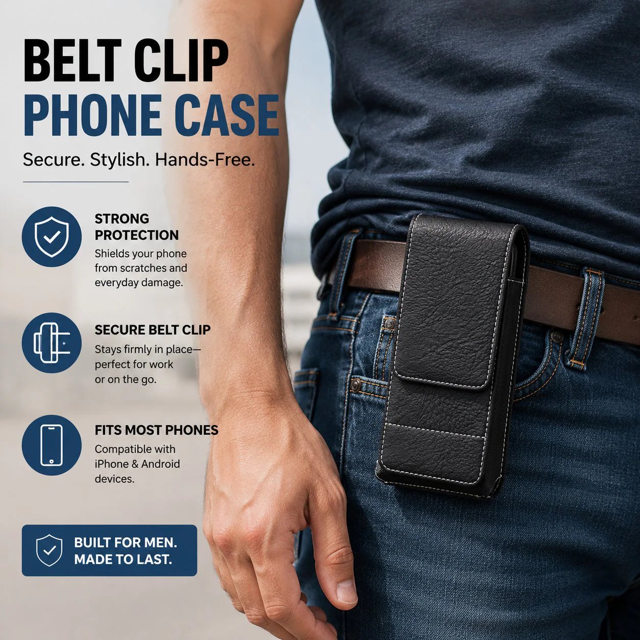 ⚡Großer Rabatt | Handy-Tasche für den Gürtel 📱 Lederholster mit mehreren Fächern und Kartenfach