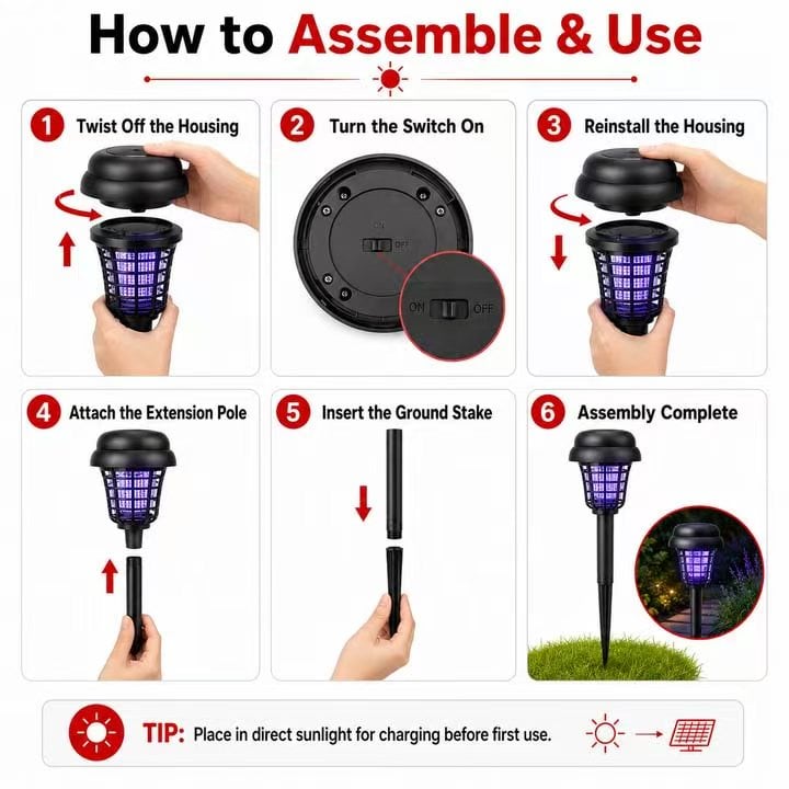🏠Sommer-Essentials🦟Solarbetriebene UV-Mückenlampe