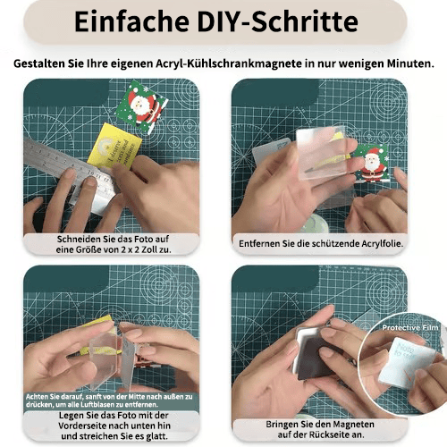 🎞✂10er-Packung 5 x 5 cm große, transparente Acryl-Kühlschrankmagnete zum Selbermachen mit Kleberückseite – Quadratische Magnet-Fotorahmen mit beeindruckendem 3D-Effekt 💕