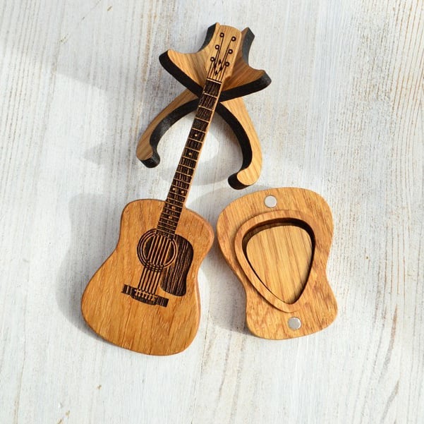 🎁Akustikgitarren-Plektrumbox aus Holz🎸