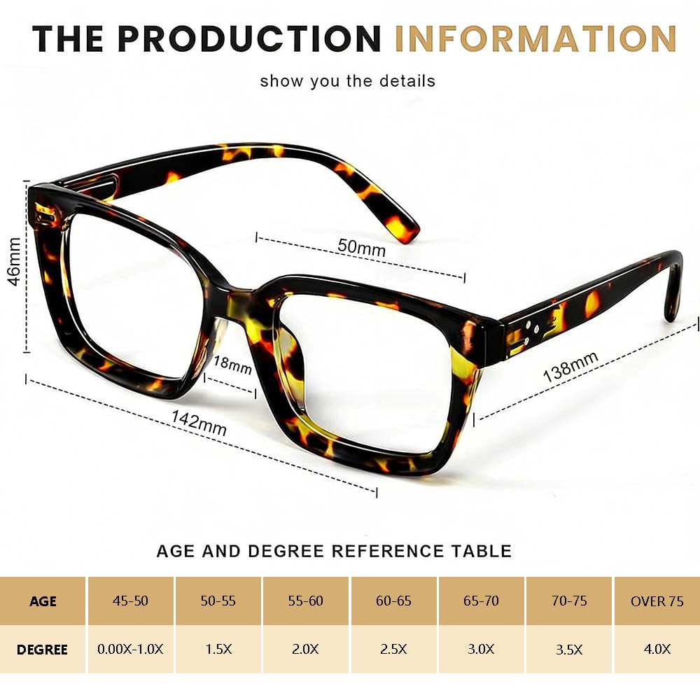 🔥Sonderangebot – ✨👓Lesebrillen im Schildpatt-Design – Übergroße, quadratische Brillen mit Blaulichtfilter