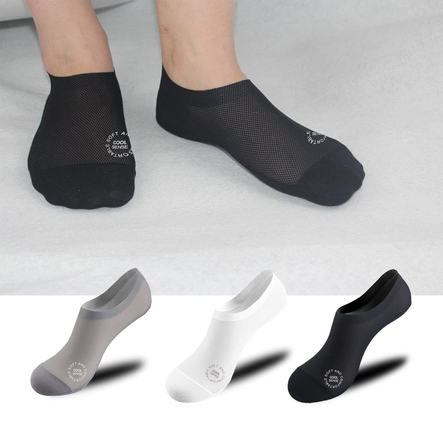 🔥 3er-Pack unsichtbare Socken mit rutschfester Sohle 🧦 – Atmungsaktiv, niedrig geschnitten, rutschfest und schweißabsorbierend
