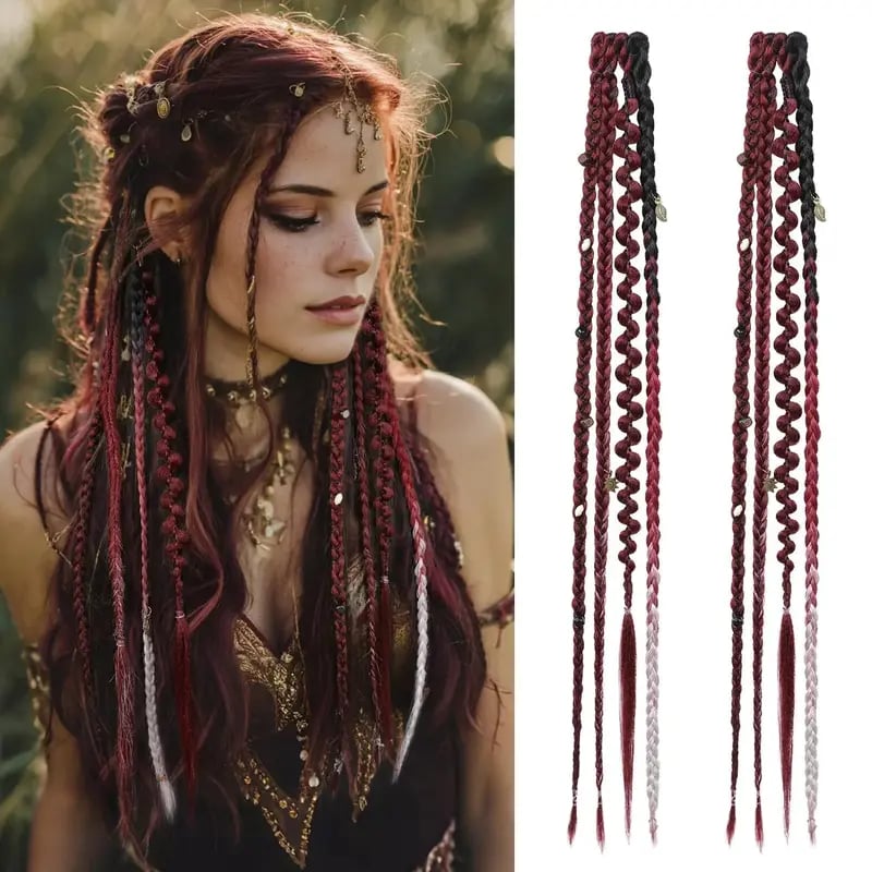 🌿🎨 Boho-Zöpfe mit Perlen, zum Befestigen mit Clips – Eine einfache Möglichkeit, deine Frisur zu verändern, perfekt für Festivals und den Alltag (✨2 Stück