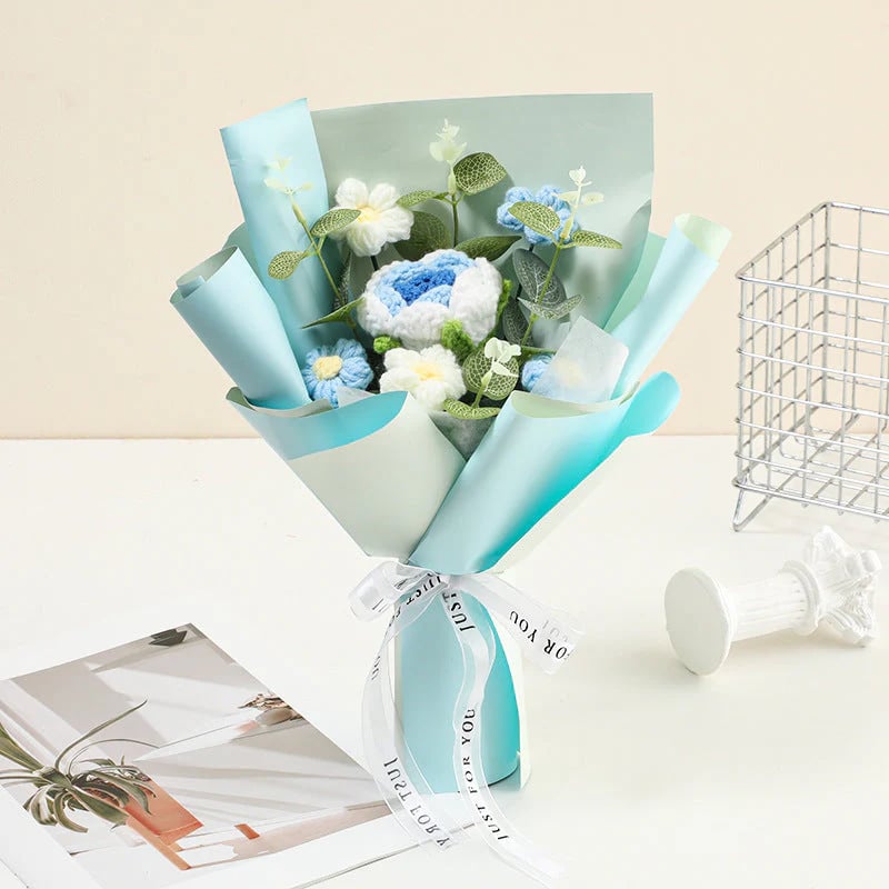 💕Muttertags-Sonderangebot💕Handgefertigter, zarter Häkelblumenstrauß