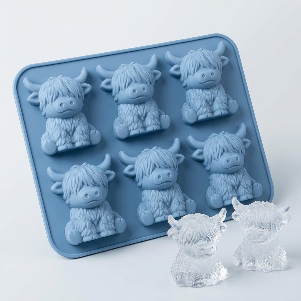 🐮 Mini-Hochlandkuh-Eiswürfelform und Dessertform 🧊🍪 Niedliche 3D-Eiswürfel für Getränke, Partys und Geschenke💕