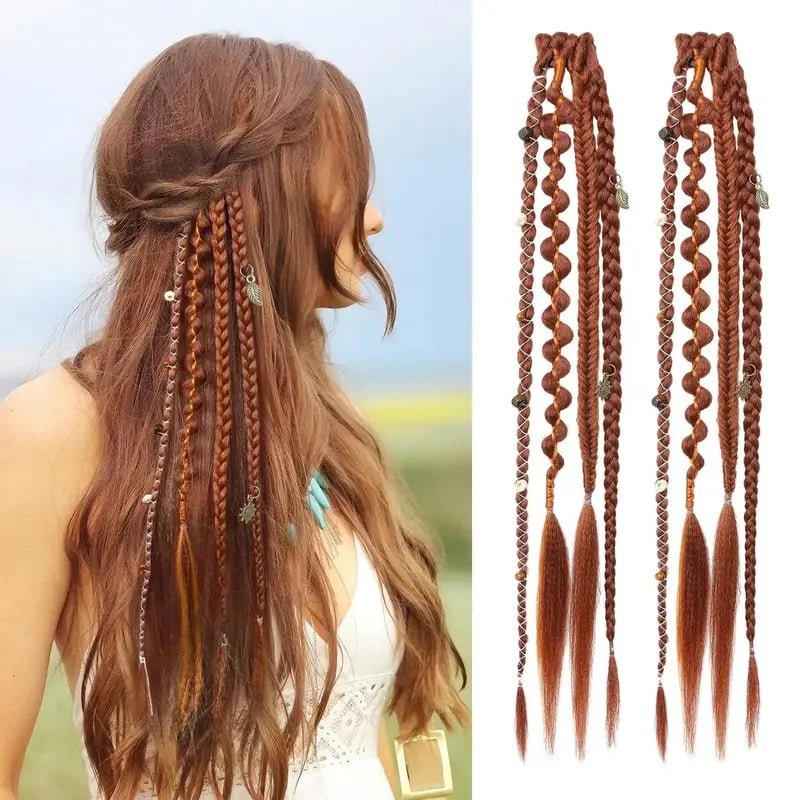 🌿🎨 Boho-Zöpfe mit Perlen, zum Befestigen mit Clips – Eine einfache Möglichkeit, deine Frisur zu verändern, perfekt für Festivals und den Alltag (✨2 Stück