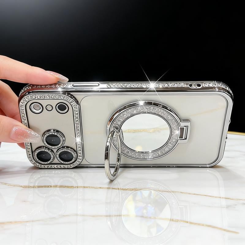 Handyhülle für Damen mit Spiegel und Ständer für iPhone 12/13/14/15/16/17 Pro Max, 17Air, 14/15/16 Plus