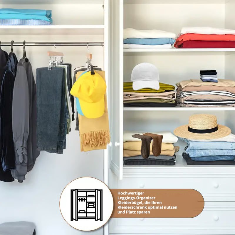 Kleiderschrank-Organizer mit 10 Clips – Platzsparender Hänge-Kleiderschrank-Organizer