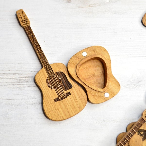 🎁Akustikgitarren-Plektrumbox aus Holz🎸