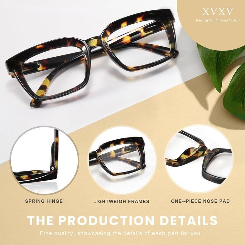 🔥Sonderangebot – ✨👓Lesebrillen im Schildpatt-Design – Übergroße, quadratische Brillen mit Blaulichtfilter