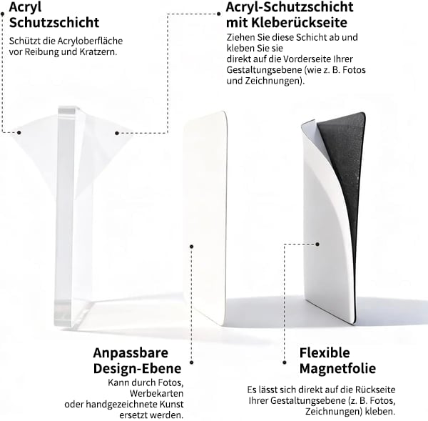 🎞✂10er-Packung 5 x 5 cm große, transparente Acryl-Kühlschrankmagnete zum Selbermachen mit Kleberückseite – Quadratische Magnet-Fotorahmen mit beeindruckendem 3D-Effekt 💕