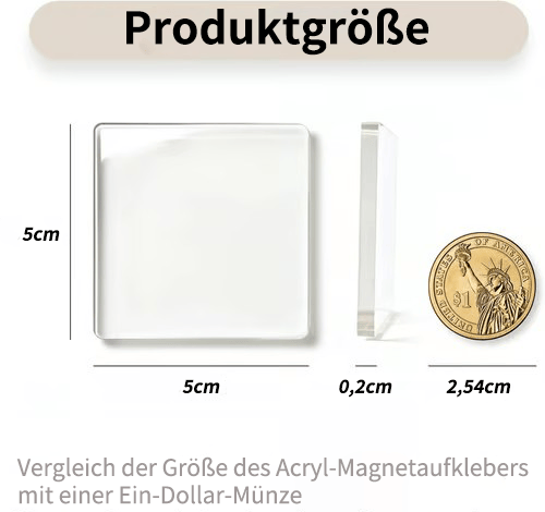 🎞✂10er-Packung 5 x 5 cm große, transparente Acryl-Kühlschrankmagnete zum Selbermachen mit Kleberückseite – Quadratische Magnet-Fotorahmen mit beeindruckendem 3D-Effekt 💕