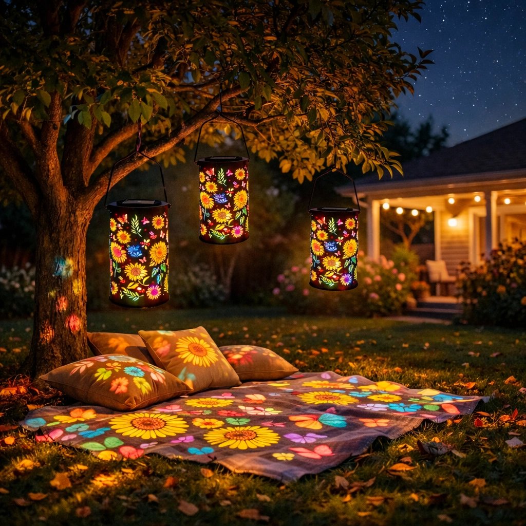 🌞Farbenfrohe, solarbetriebene Gartenlaterne mit Sonnenblumen-Lichteffekt
