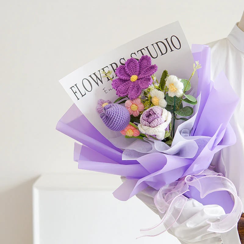 💕Muttertags-Sonderangebot💕Handgefertigter, zarter Häkelblumenstrauß