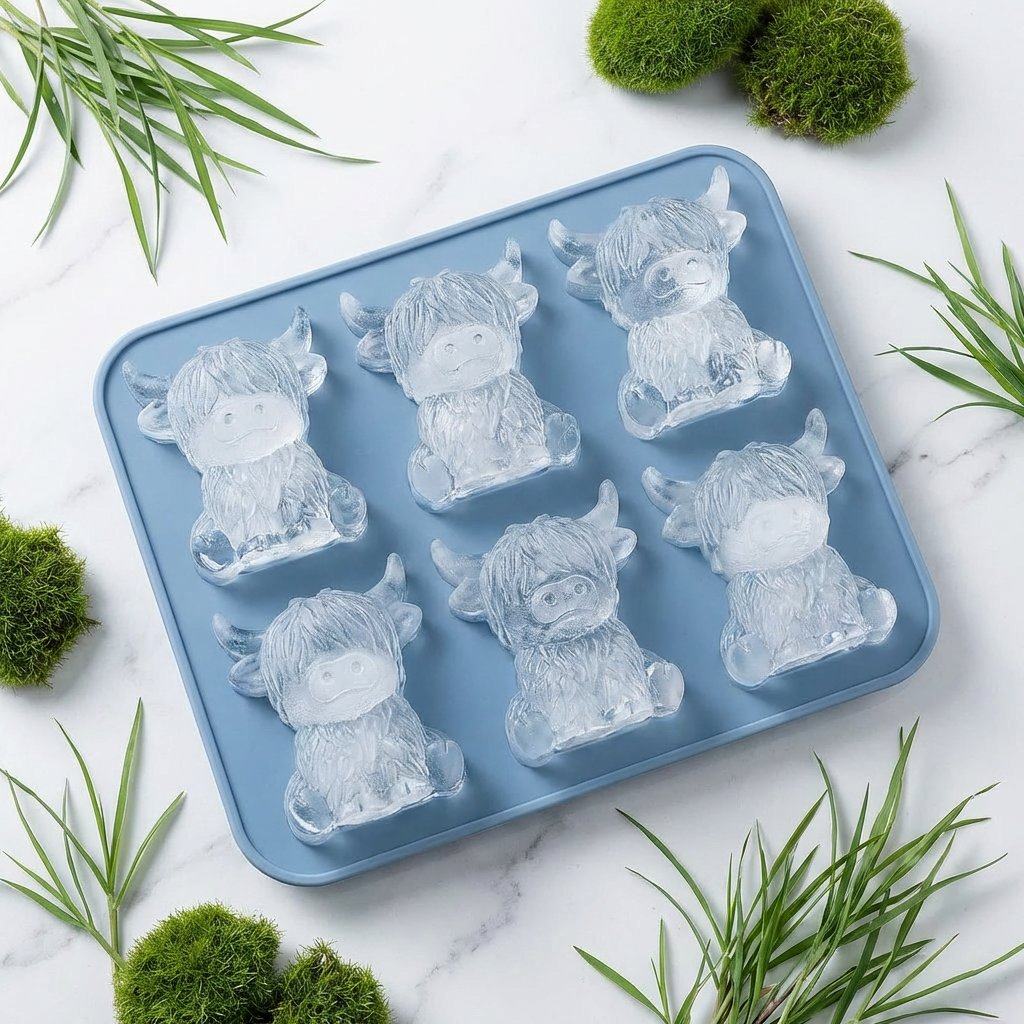 🐮 Mini-Hochlandkuh-Eiswürfelform und Dessertform 🧊🍪 Niedliche 3D-Eiswürfel für Getränke, Partys und Geschenke💕