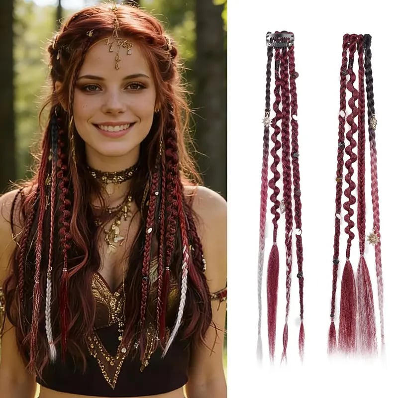 🌿🎨 Boho-Zöpfe mit Perlen, zum Befestigen mit Clips – Eine einfache Möglichkeit, deine Frisur zu verändern, perfekt für Festivals und den Alltag (✨2 Stück