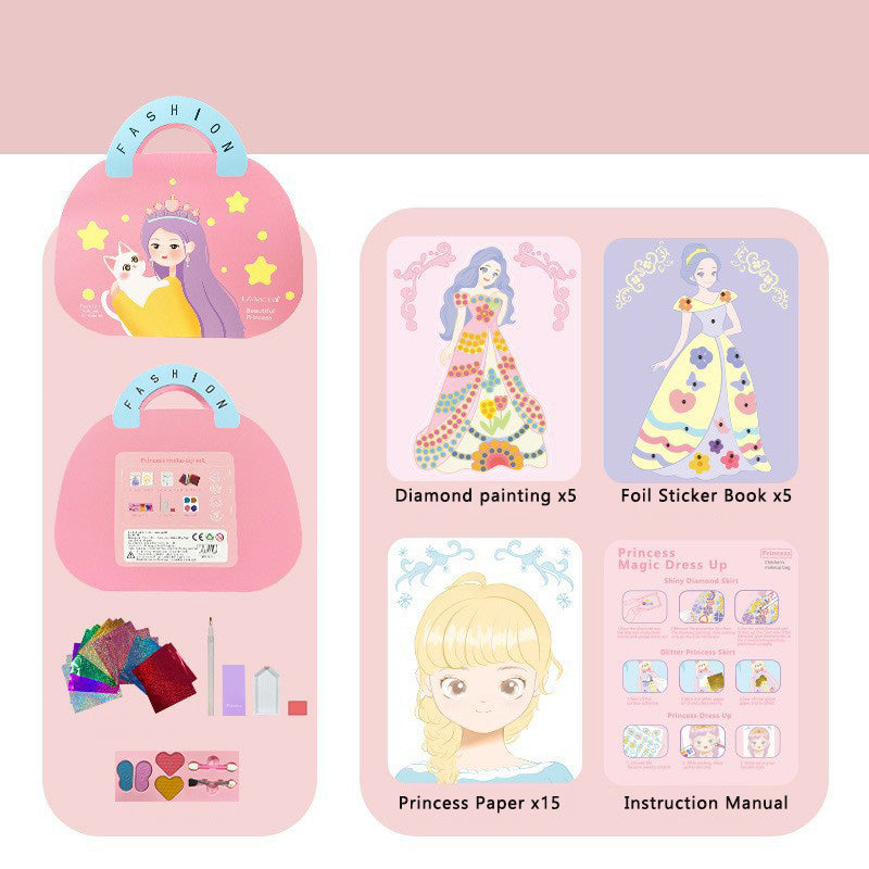 👸Prinzessin-Bastelset zum Selbermachen: Make-up, Diamantkunst & Verkleidungsspaß