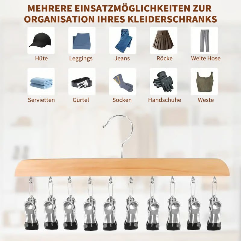 Kleiderschrank-Organizer mit 10 Clips – Platzsparender Hänge-Kleiderschrank-Organizer