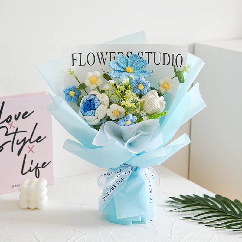 💕Muttertags-Sonderangebot💕Handgefertigter, zarter Häkelblumenstrauß