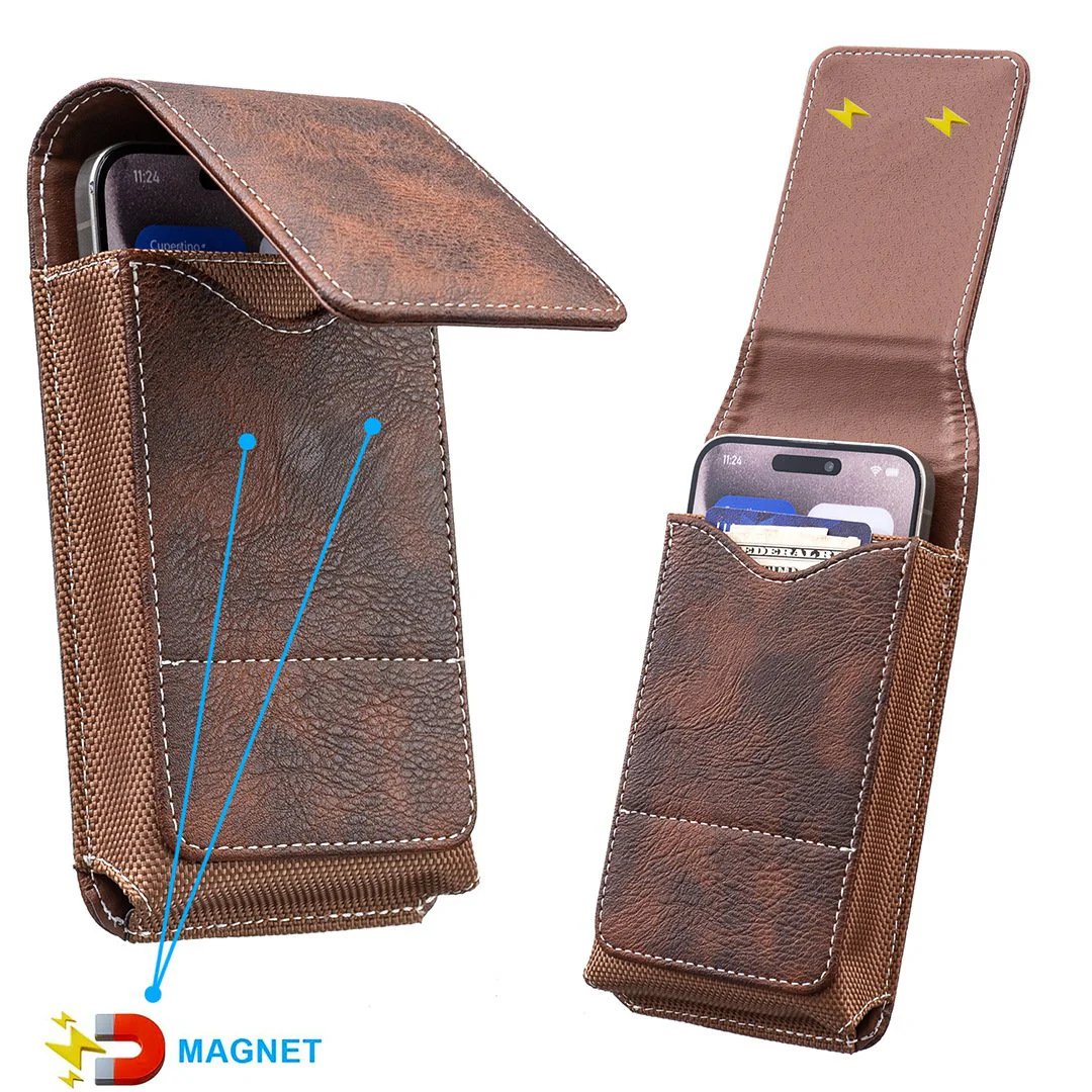 ⚡Großer Rabatt | Handy-Tasche für den Gürtel 📱 Lederholster mit mehreren Fächern und Kartenfach