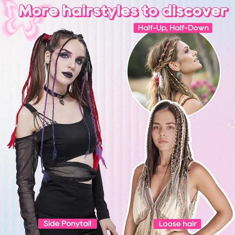 🌿🎨 Boho-Zöpfe mit Perlen, zum Befestigen mit Clips – Eine einfache Möglichkeit, deine Frisur zu verändern, perfekt für Festivals und den Alltag (✨2 Stück
