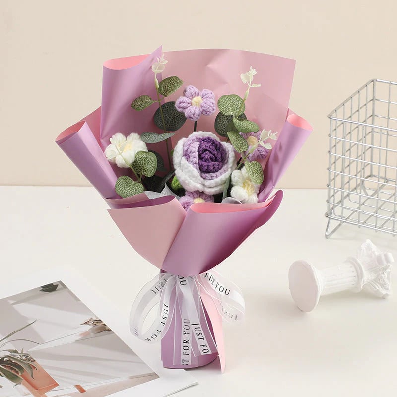 💕Muttertags-Sonderangebot💕Handgefertigter, zarter Häkelblumenstrauß