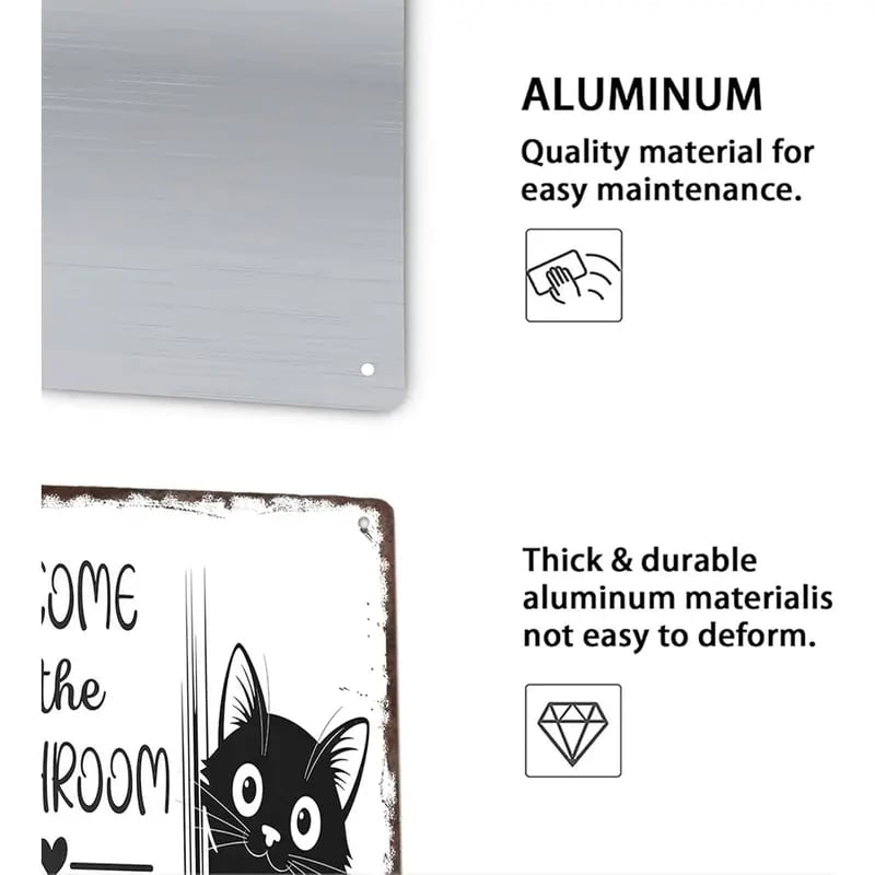 Vintage Schwarz-Weiß-Katze und Hochlandrinder als Wandkunst