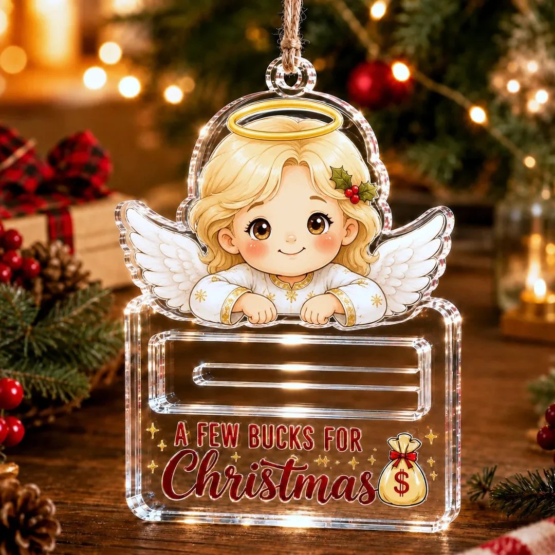 🎄Kristallklares Weihnachts-Geldbehälter-Ornament | Hochwertiges, klares Acryl mit festlichen Motivdetails, verstecktem Geldschlitz und inklusive Aufhängeschnur 💵✨