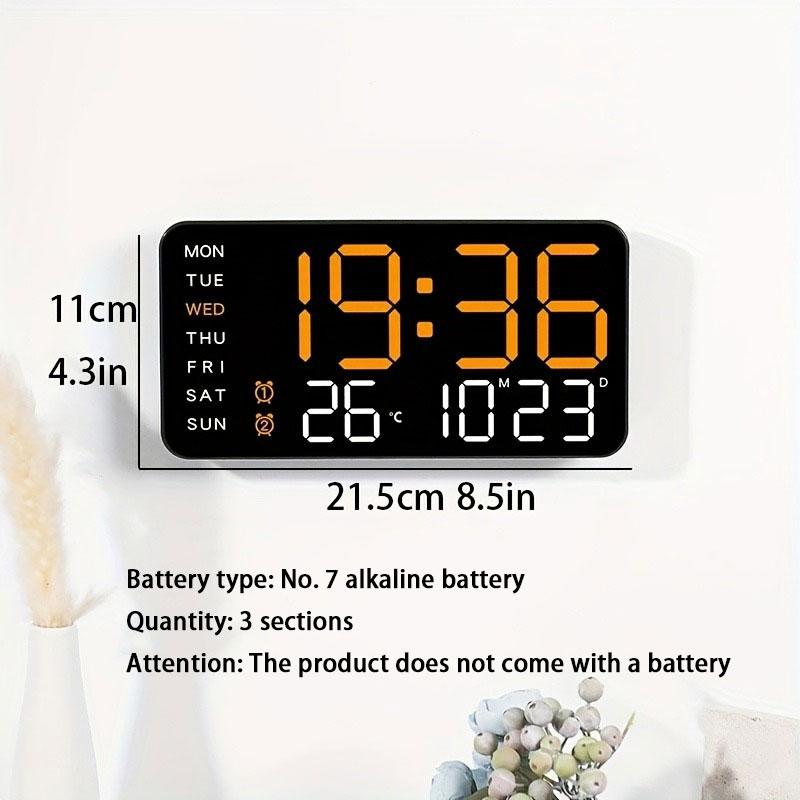 Stor digital väggklocka med LED-display, datumvisare och termometer, perfekt present till äldre, dekoration för vardagsrummet och sovrummet