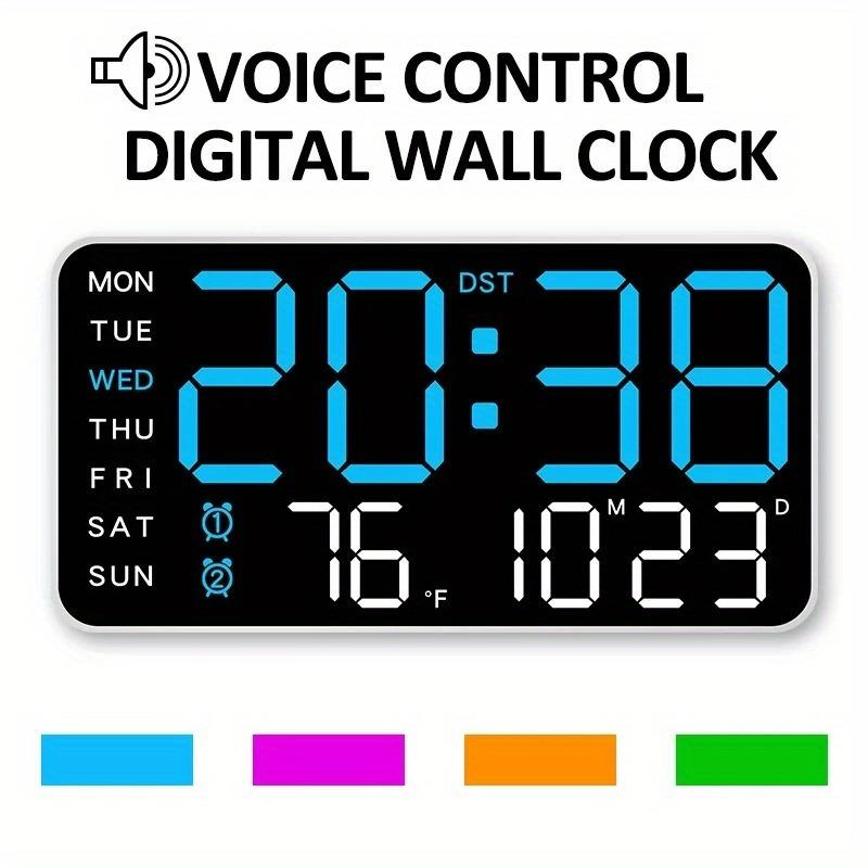 Stor digital väggklocka med LED-display, datumvisare och termometer, perfekt present till äldre, dekoration för vardagsrummet och sovrummet