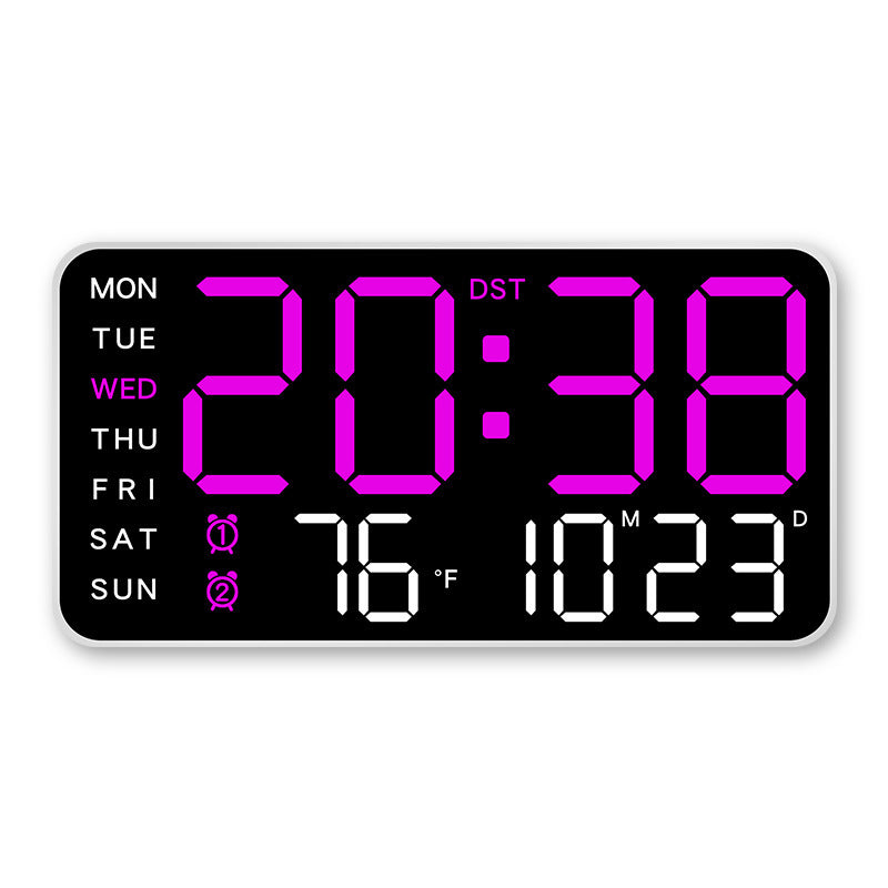 Stor digital väggklocka med LED-display, datumvisare och termometer, perfekt present till äldre, dekoration för vardagsrummet och sovrummet