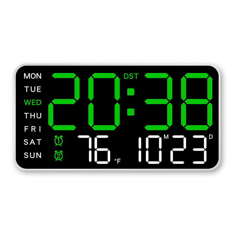 Stor digital väggklocka med LED-display, datumvisare och termometer, perfekt present till äldre, dekoration för vardagsrummet och sovrummet