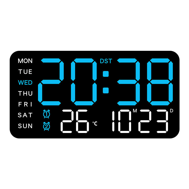 Stor digital väggklocka med LED-display, datumvisare och termometer, perfekt present till äldre, dekoration för vardagsrummet och sovrummet