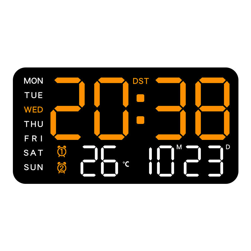 Stor digital väggklocka med LED-display, datumvisare och termometer, perfekt present till äldre, dekoration för vardagsrummet och sovrummet