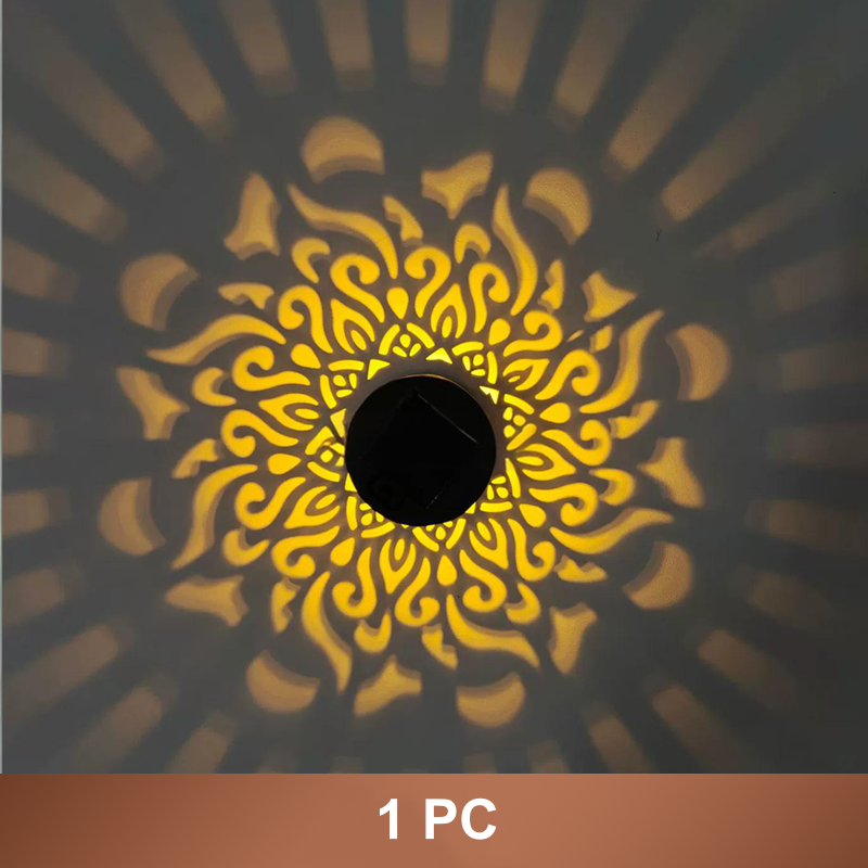 ☀️ Solarbetriebene Mandala-Lampe für Garten und Terrasse – 2-in-1-Steh- und Wandleuchte – Dekorative Beleuchtung im Vintage-Look – Rostfrei und langlebig