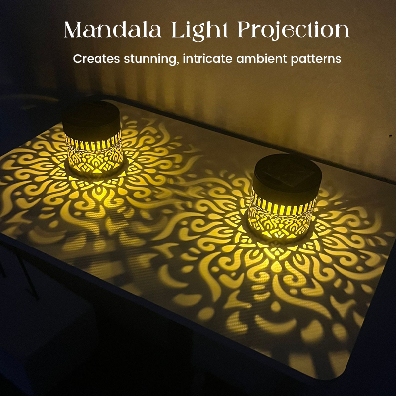 ☀️ Solarbetriebene Mandala-Lampe für Garten und Terrasse – 2-in-1-Steh- und Wandleuchte – Dekorative Beleuchtung im Vintage-Look – Rostfrei und langlebig