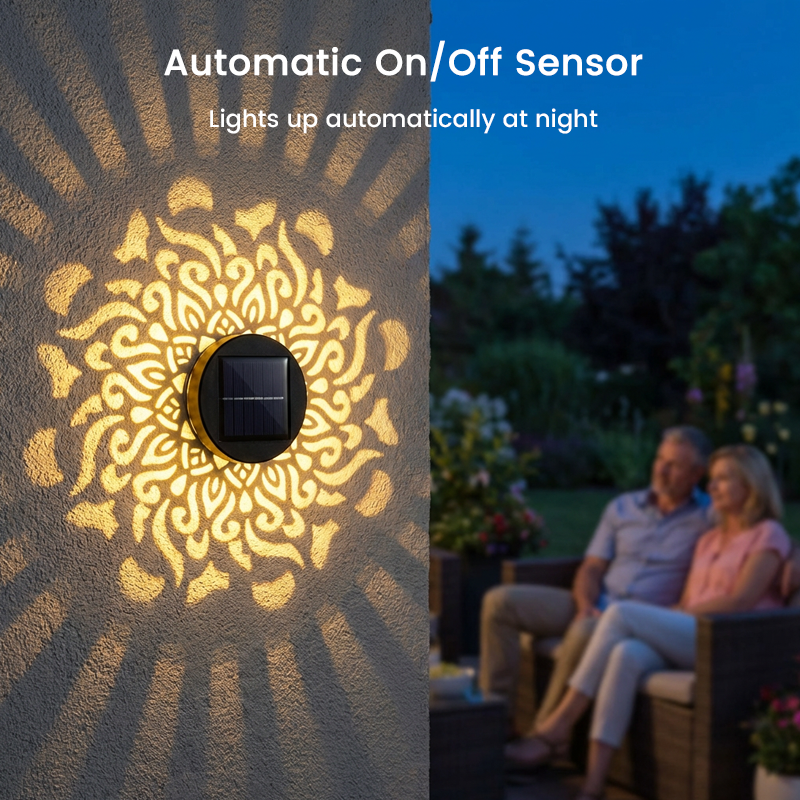 ☀️ Solarbetriebene Mandala-Lampe für Garten und Terrasse – 2-in-1-Steh- und Wandleuchte – Dekorative Beleuchtung im Vintage-Look – Rostfrei und langlebig
